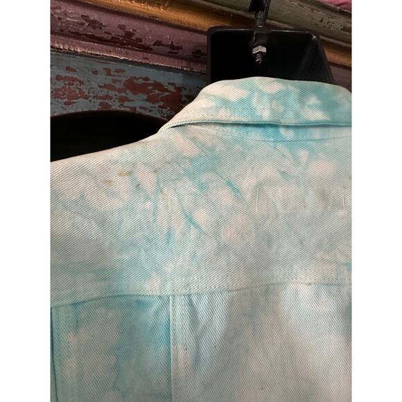 VINTAGE Y2K UNWORN A.B.S. TURQUOISE TIE DYE DENIM JEAN JACKET - Picture 8 of 8
